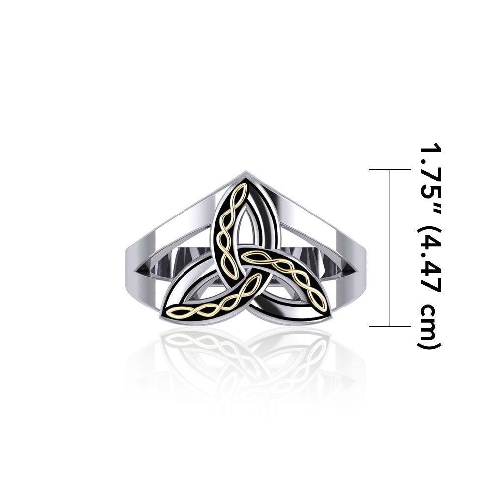 Braided Celtic Trinity ~ Sterling Silver Knot Ring with 18k Gold accent MRI657 - Jewelry