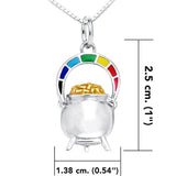 Unparalleled mystery of the pot of gold in a rainbow ~ Sterling Silver Goddess Danu Necklace Jewelry with 14k Gold accent MSE191 - Jewelry