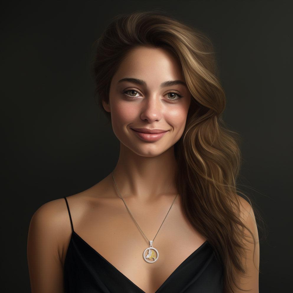 Double Whale Tail Sterling Silver with Gold Accent Pendant and Chain Set MSE974 - Jewelry