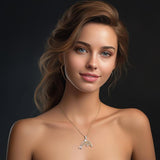 Swimming Dolphin with Flower of Life Silver and Gold Accent Pendant and Chain Set MSE975 - Jewelry