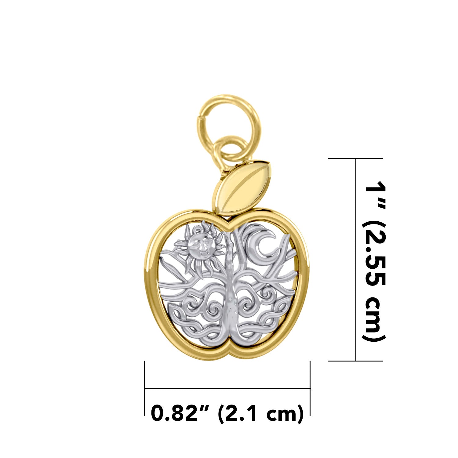 Celtic Spiritual Fruit Apple with Tree of Life 14K Solid Yellow and White Gold Charm RPD6445