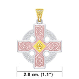 The Celtic Cross Triskele Solid 14K White Yellow and Pink Gold pendant RTP477 - Jewelry