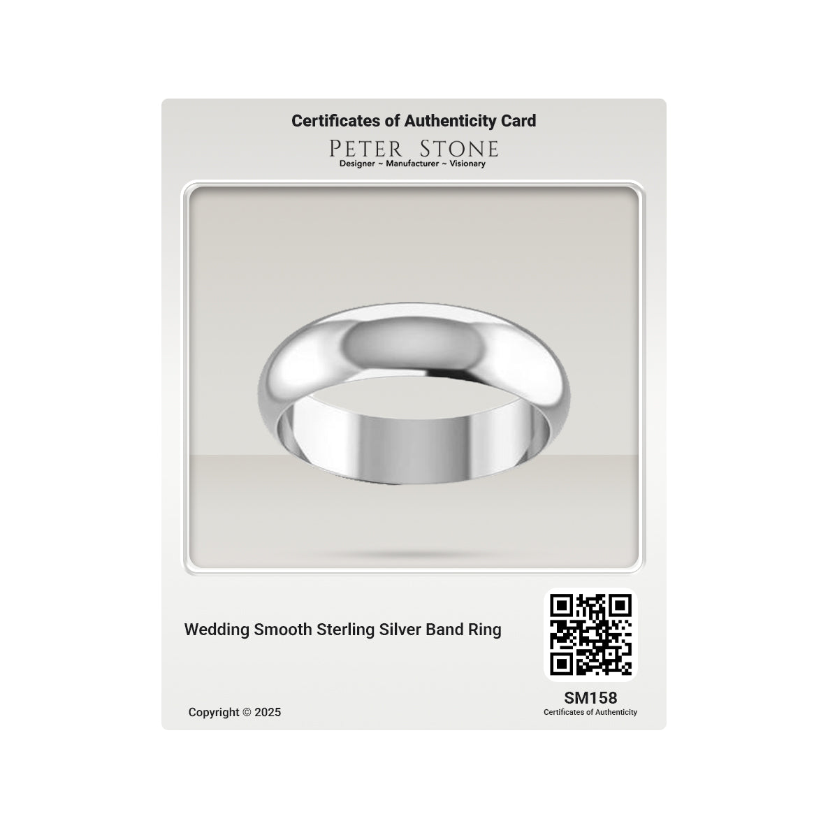 Wedding Smooth Sterling Silver Band Ring SM158