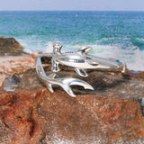 Hammerhead Shark Silver Cuff Bracelet with open lock TBA221 - Jewelry