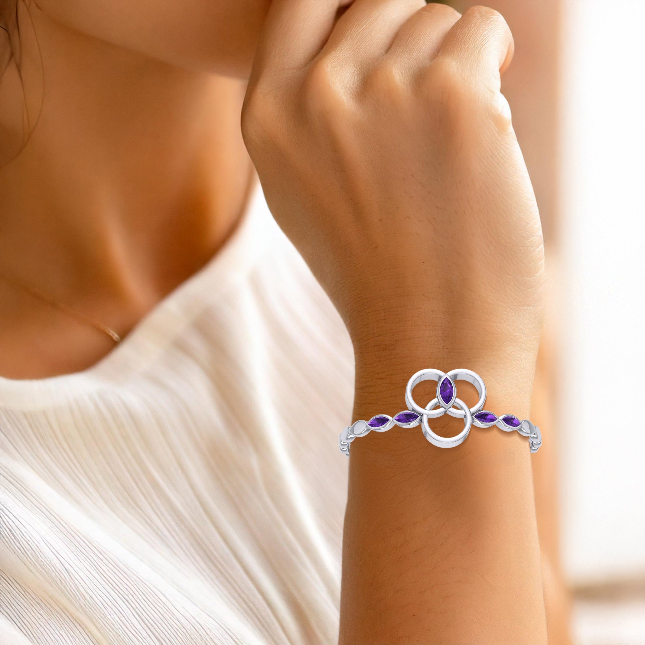 Citta Sterling Silver Cuff Bracelet with Gems TBA120