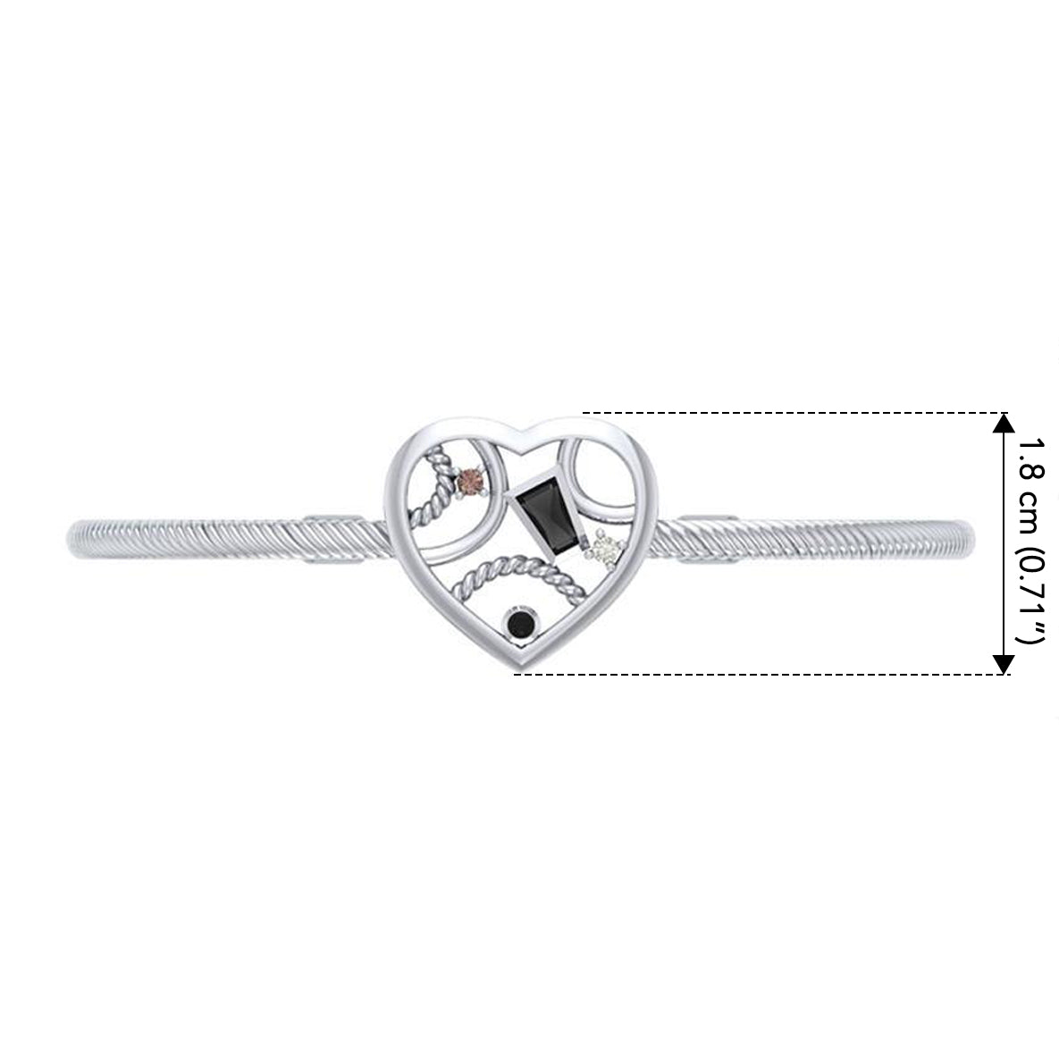 Fantastic Contemporary Design Heart Sterling Silver Cuff Bracelet TBA137