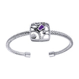 Contemporary Abstract Sterling Silver Cuff Bracelet with Gemstone TBA138