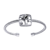 Contemporary Abstract Sterling Silver Cuff Bracelet with Gemstone TBA138