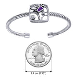 Contemporary Abstract Sterling Silver Cuff Bracelet with Gemstone TBA138