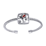 Contemporary Abstract Sterling Silver Cuff Bracelet with Gemstone TBA138