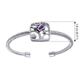 Contemporary Abstract Sterling Silver Cuff Bracelet with Gemstone TBA138