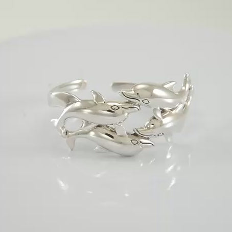 Dolphins Sterling Silver Cuff Bracelet TBA192
