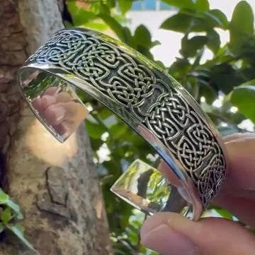 Large Celtic Knotwork Sterling Silver Cuff Bracelet TBA209
