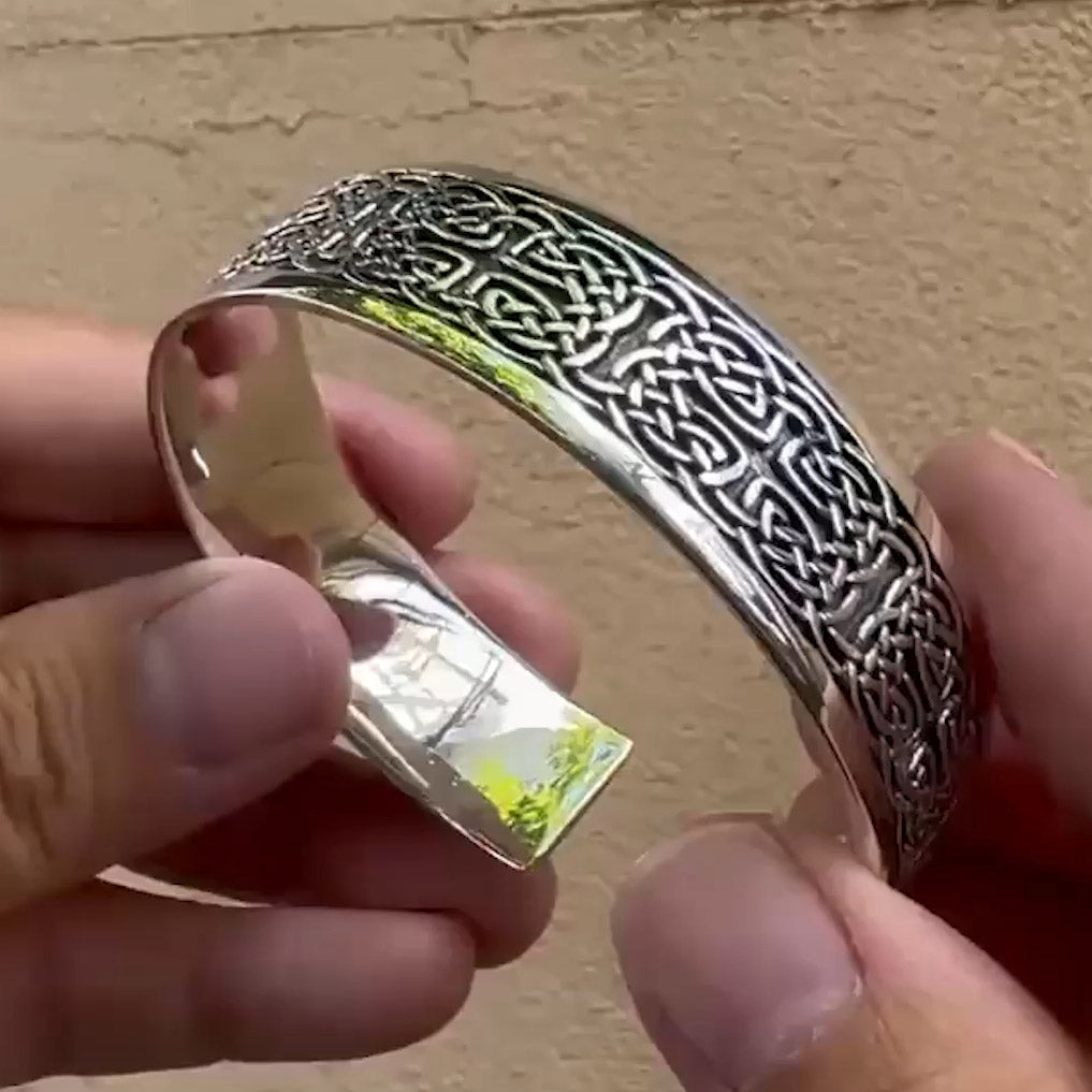 Large Celtic Knotwork Sterling Silver Cuff Bracelet TBA209