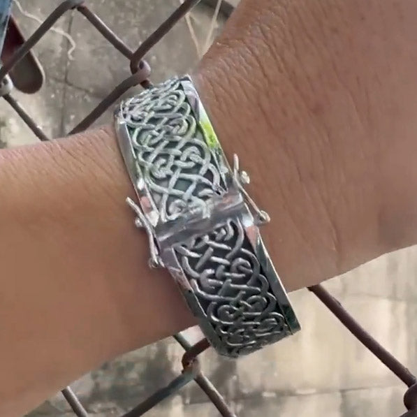 Large Sterling Silver Solid Celtic Knot Bangle with open lock TBA215