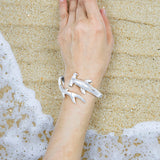 Hammerhead Shark Silver Cuff Bracelet with open lock TBA221 - Jewelry