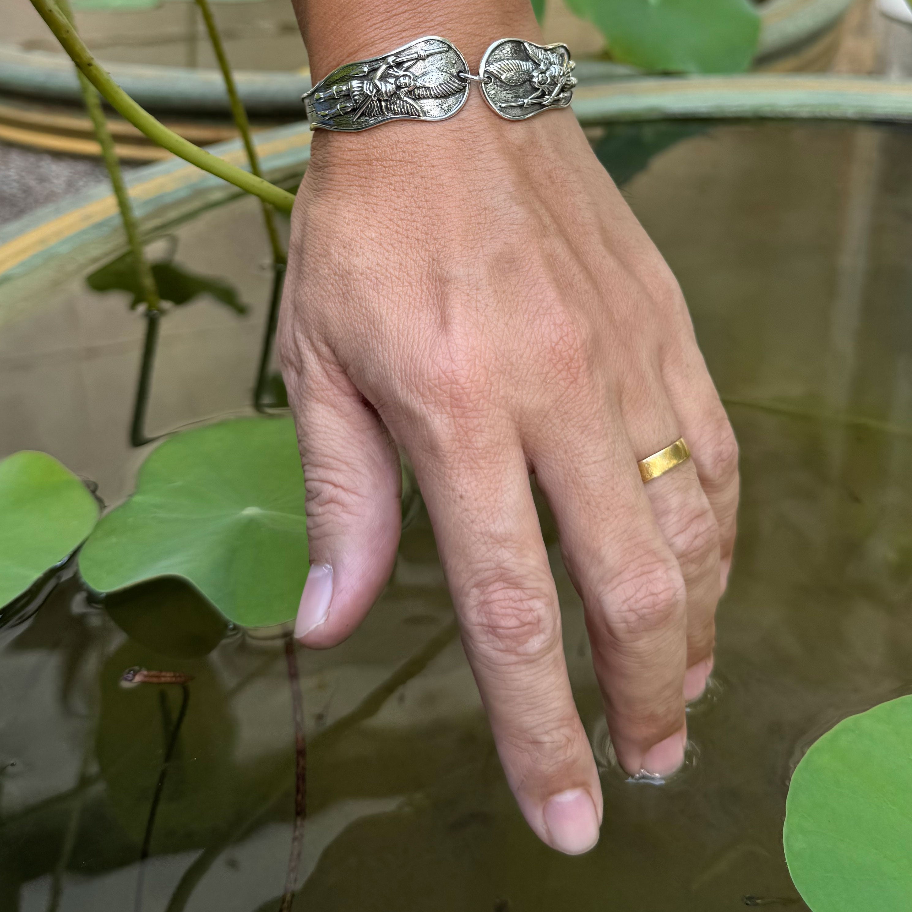 Archangel Michael Sterling Silver Cuff Bracelet