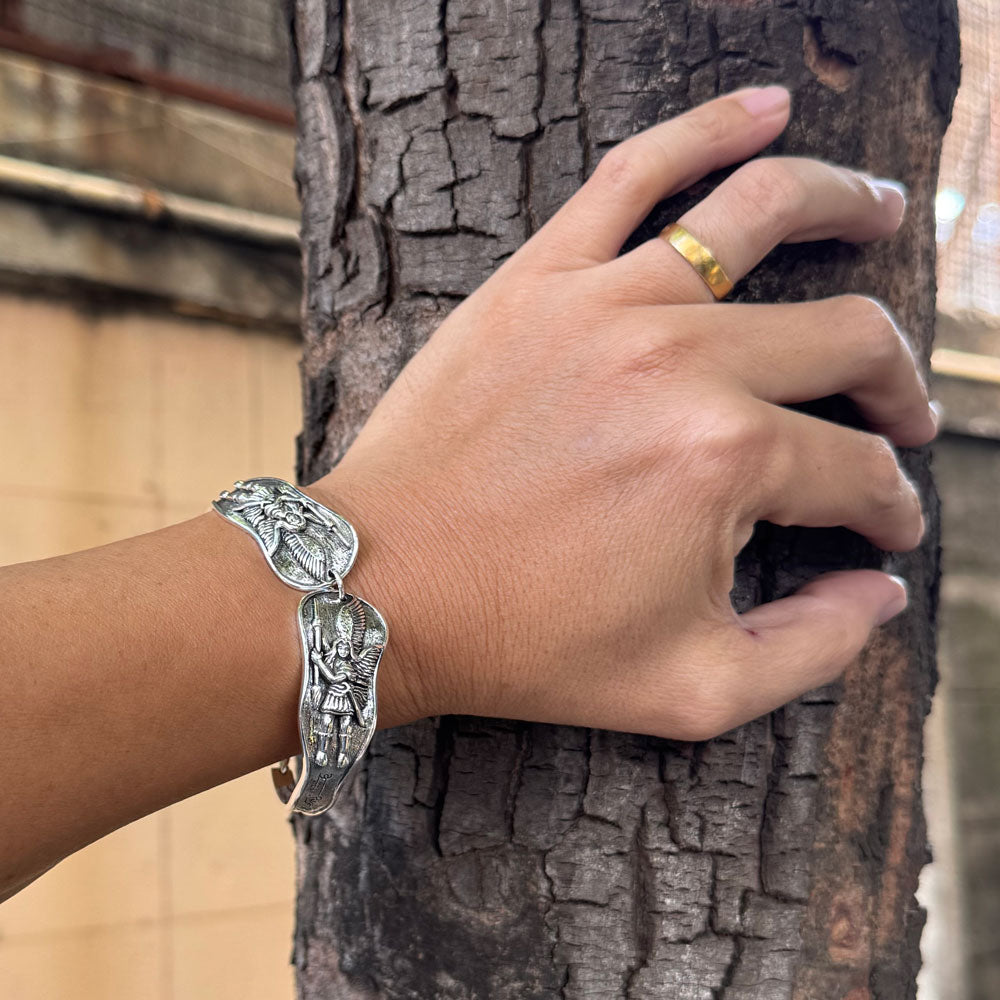 Archangel Michael Sterling Silver Cuff Bracelet
