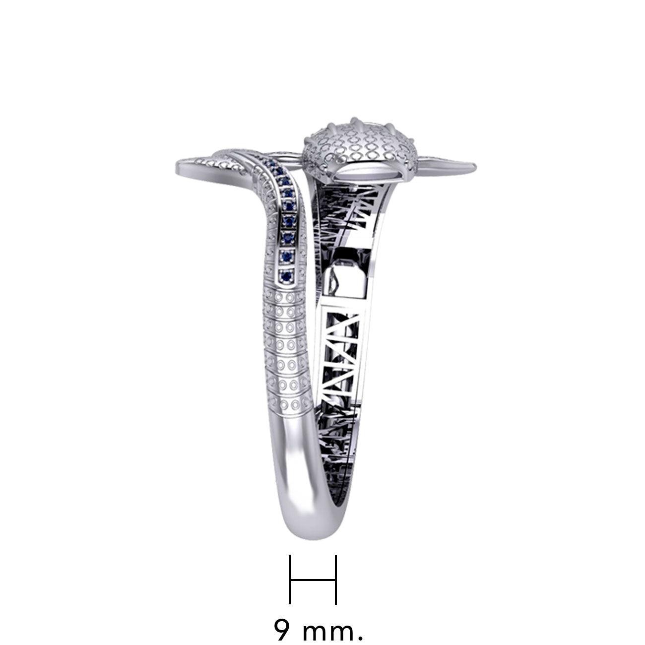 Whale Shark Silver Cuff Bracelet with Gemstones and Locking System TBA300 - Jewelry