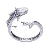 Whale Shark Silver Cuff Bracelet with Gemstones and Locking System TBA300 - Jewelry