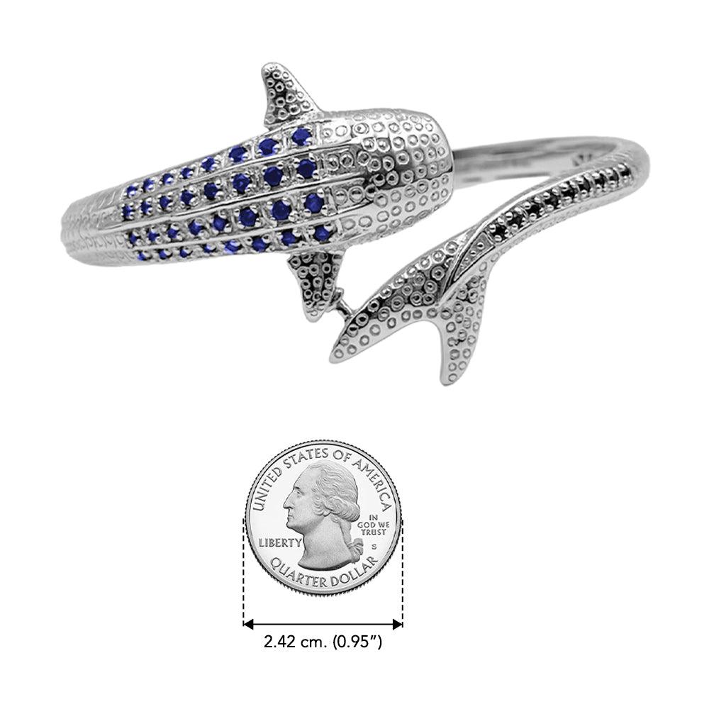 Whale Shark Silver Cuff Bracelet with Gemstones and Locking System TBA300 - Jewelry