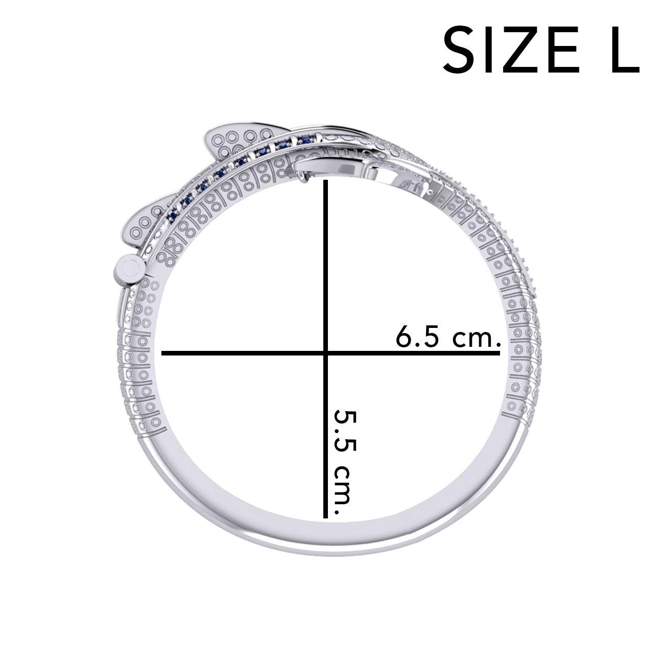 Whale Shark Silver Cuff Bracelet with Gemstones and Locking System TBA300 - Jewelry