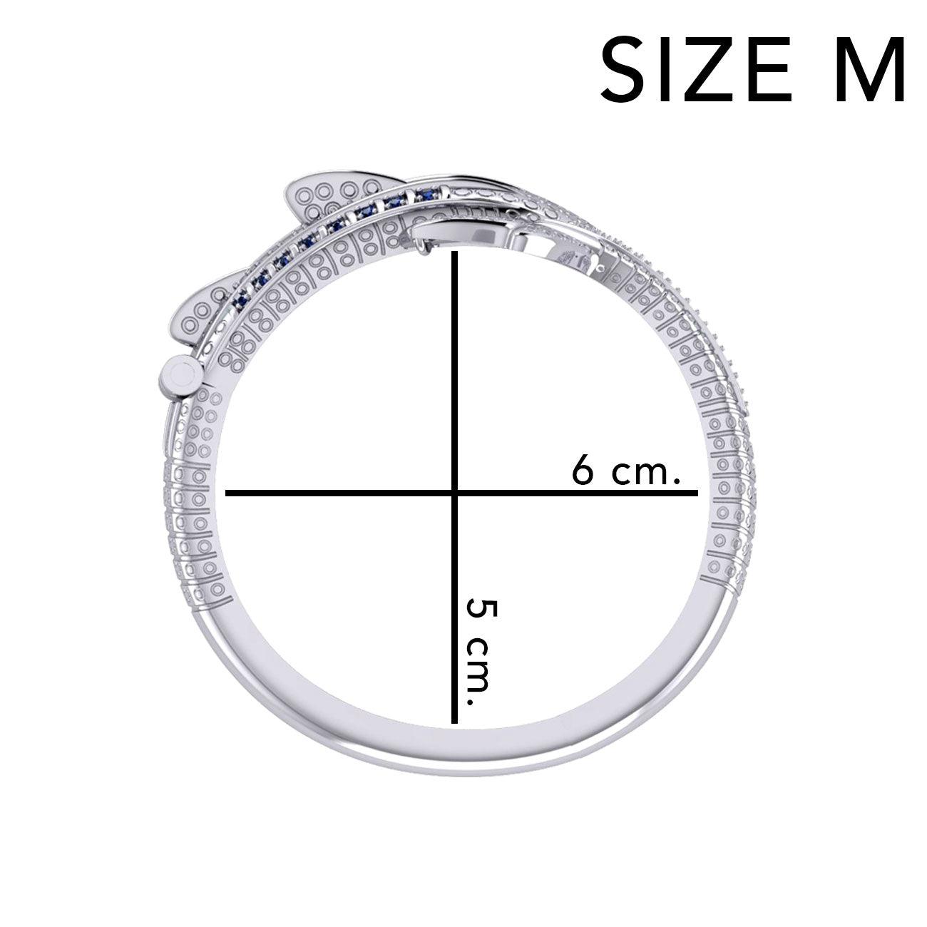 Whale Shark Silver Cuff Bracelet with Gemstones and Locking System TBA300 - Jewelry