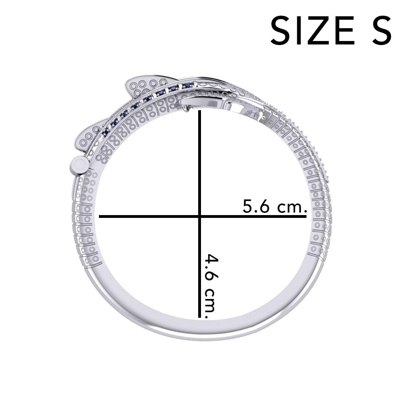 Whale Shark Silver Cuff Bracelet with Gemstones and Locking System TBA300 - Jewelry