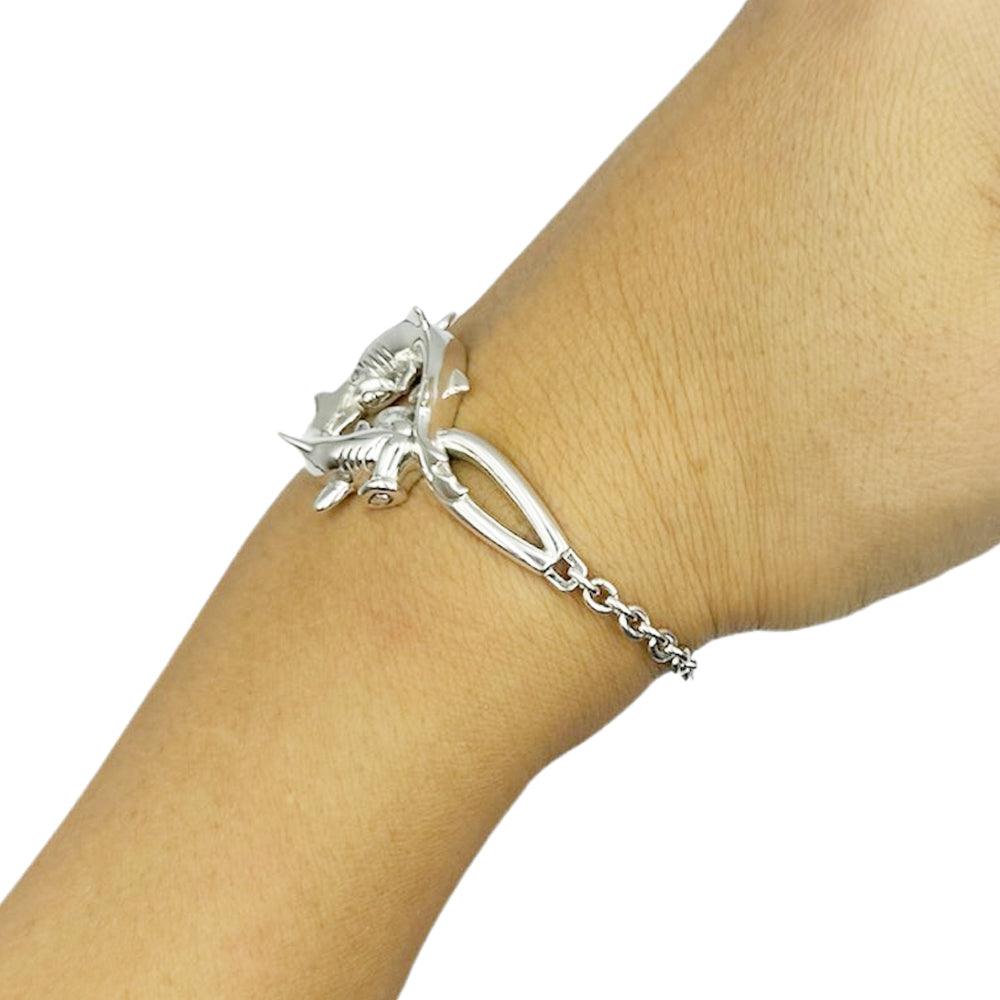 Double Hammerhead Shark Sterling Silver Chain Bracelet - Jewelry