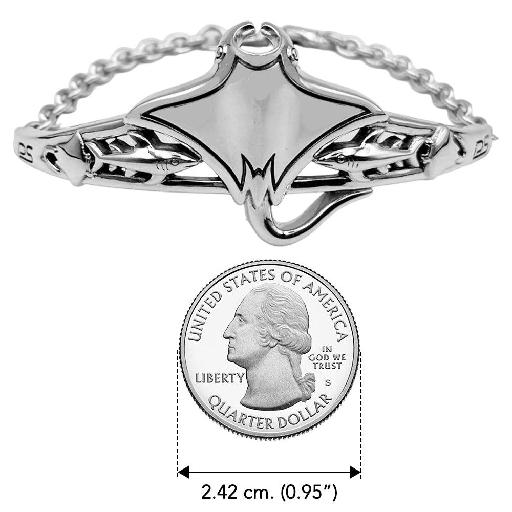 Manta Rays and Sharks Sterling Silver Chain Bracelet - Jewelry