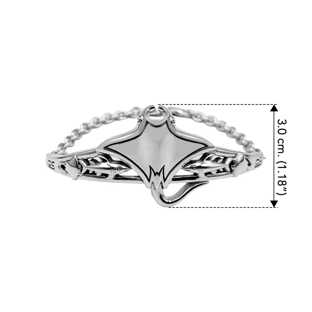 Manta Rays and Sharks Sterling Silver Chain Bracelet - Jewelry