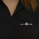 Equestrian Elegance Bar with Square Gem Sterling Silver Brooch TBC076