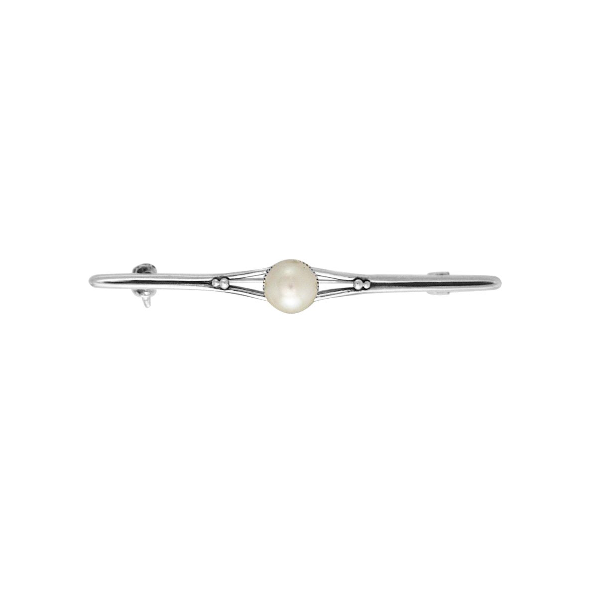 Equestrian Elegance Bar with Pearl Sterling Silver Brooch TBC077