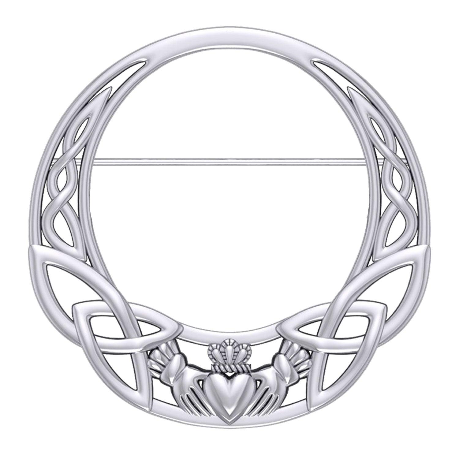 Celtic Claddagh Heritage: Sterling Silver Brooch by Peter Stone Jewelry - Traditional Irish Symbolism TBC168 - Jewelry