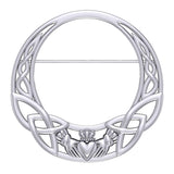 Celtic Claddagh Heritage: Sterling Silver Brooch by Peter Stone Jewelry - Traditional Irish Symbolism TBC168