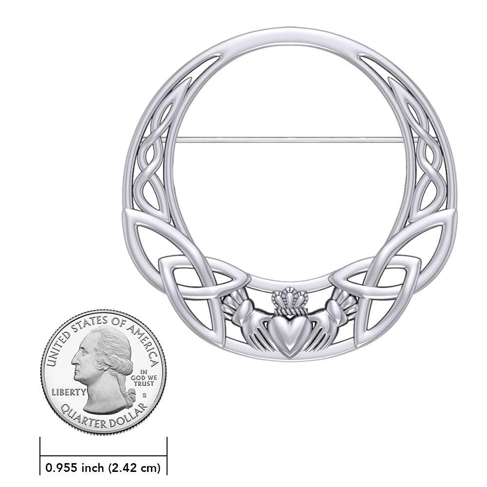 Celtic Claddagh Heritage: Sterling Silver Brooch by Peter Stone Jewelry - Traditional Irish Symbolism TBC168 - Jewelry
