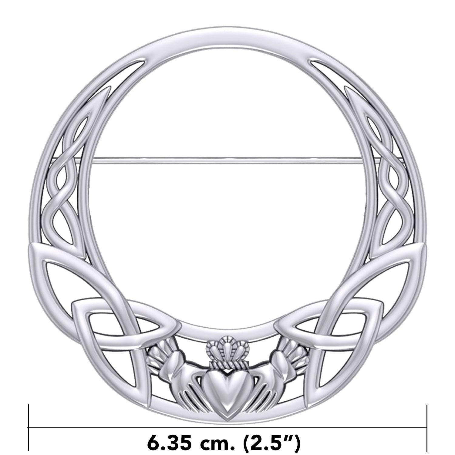 Celtic Claddagh Heritage: Sterling Silver Brooch by Peter Stone Jewelry - Traditional Irish Symbolism TBC168 - Jewelry