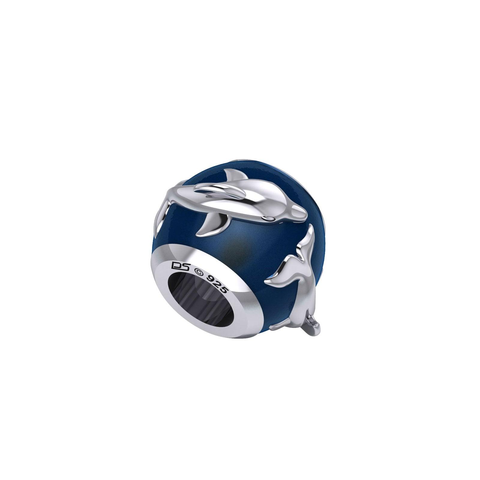 Dolphin Silver Bead with Navy Blue Enamel TBD372 - Jewelry