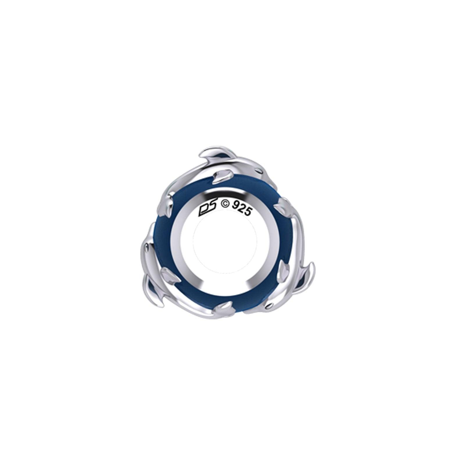 Dolphin Silver Bead with Navy Blue Enamel TBD372 - Jewelry