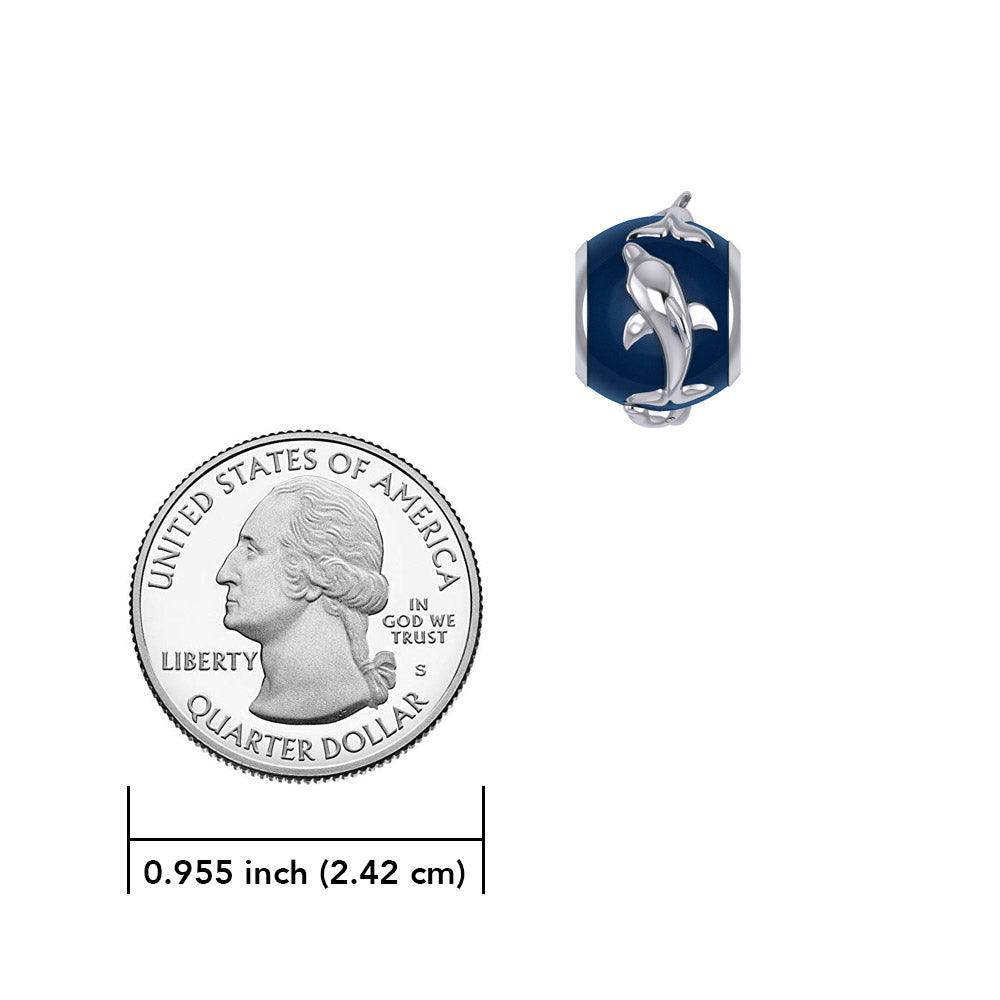 Dolphin Silver Bead with Navy Blue Enamel TBD372 - Jewelry