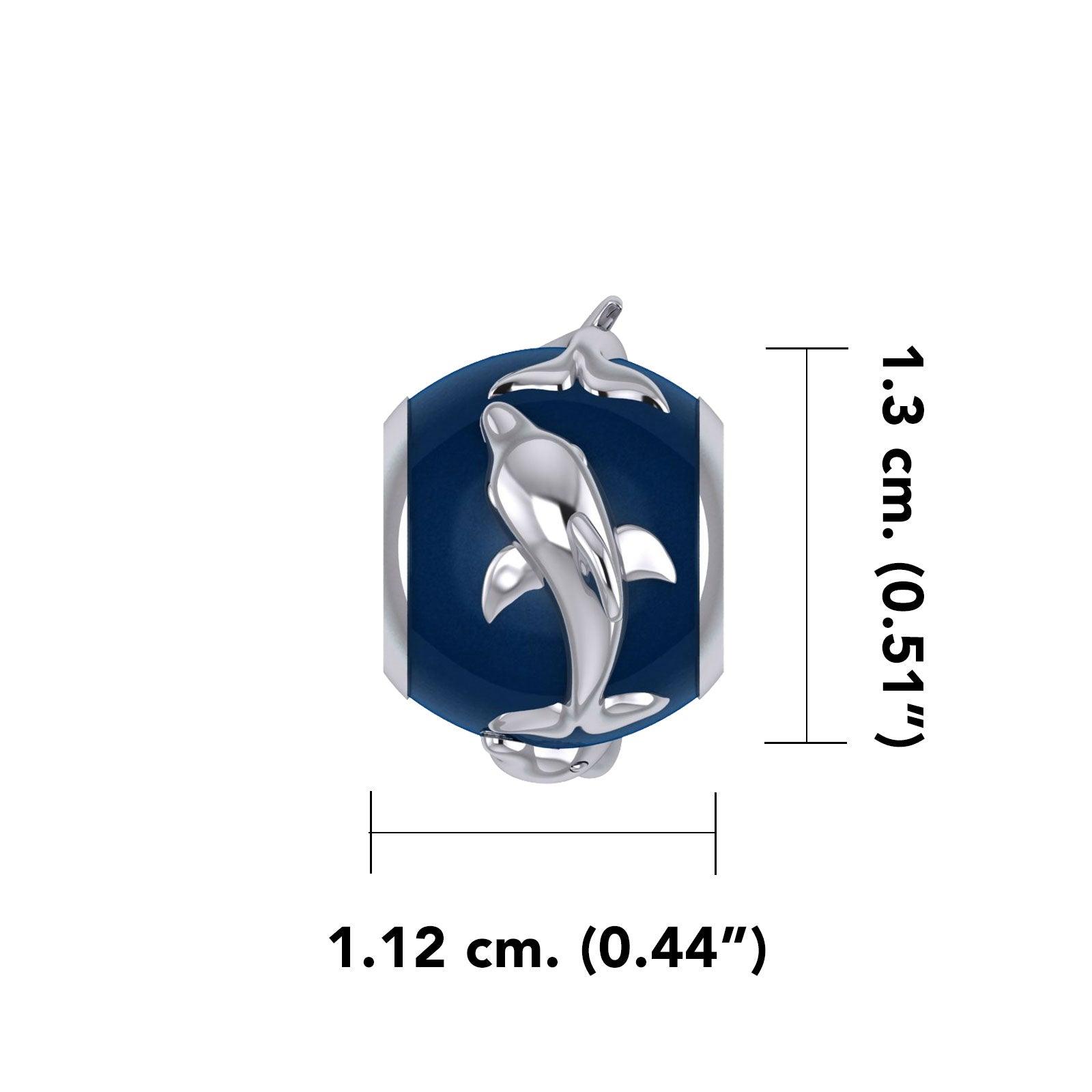 Dolphin Silver Bead with Navy Blue Enamel TBD372 - Jewelry