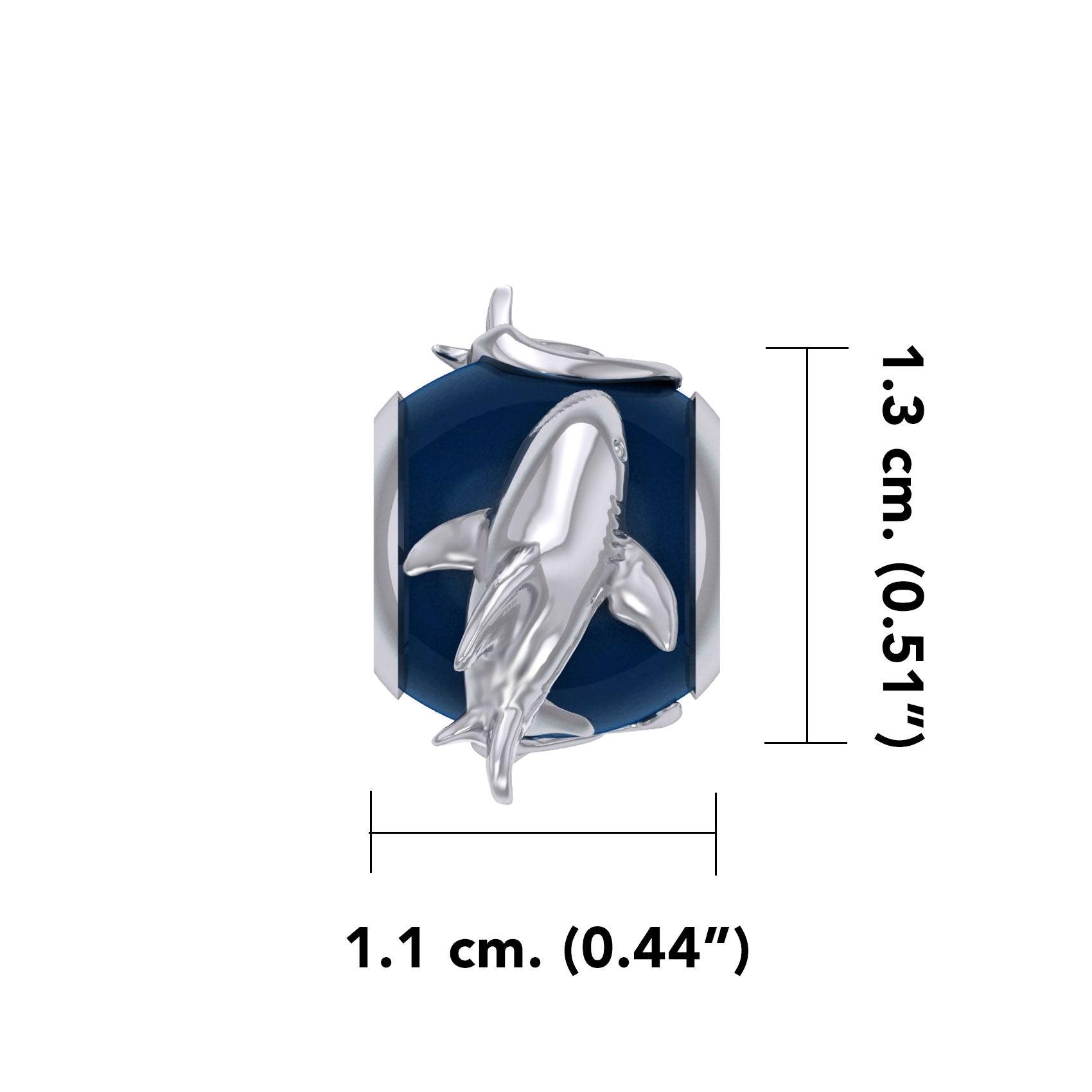 Shark Silver Bead with Navy Blue Enamel TBD375 - Jewelry