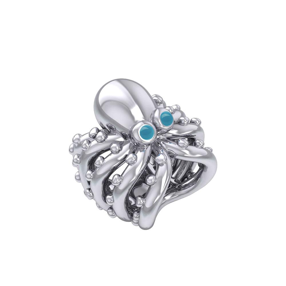 Octopus Silver Bead with Turquoise Eyes TBD376 - Jewelry