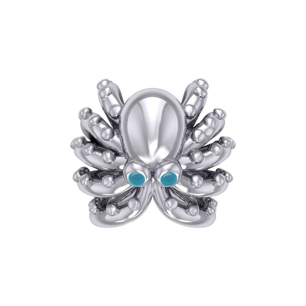 Octopus Silver Bead with Turquoise Eyes TBD376 - Jewelry