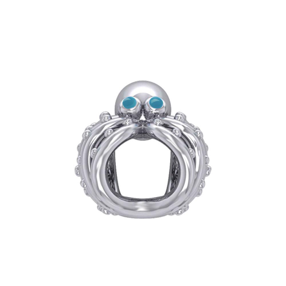 Octopus Silver Bead with Turquoise Eyes TBD376 - Jewelry
