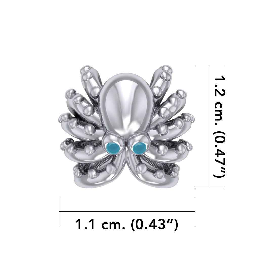 Octopus Silver Bead with Turquoise Eyes TBD376 - Jewelry