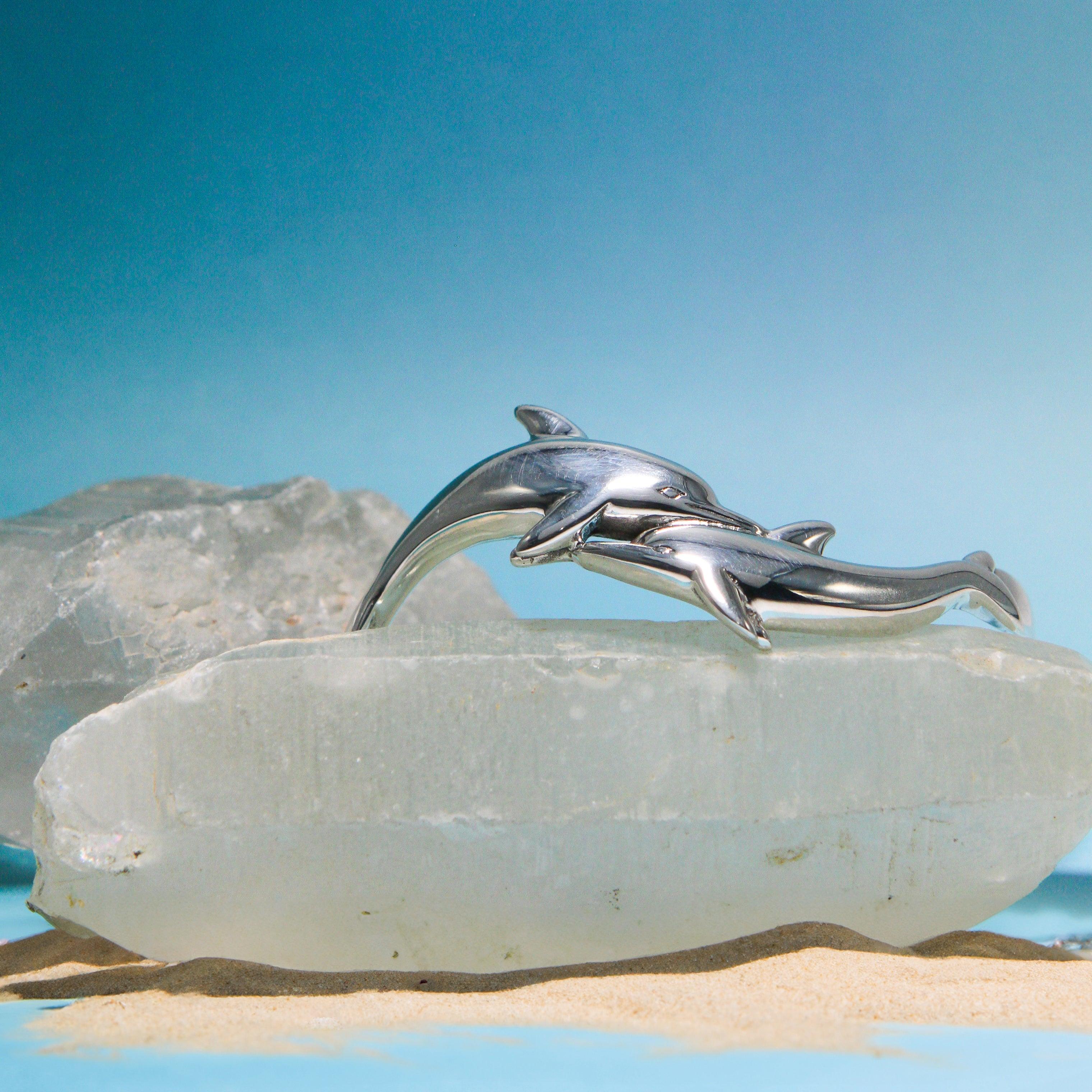 Dolphins lift our spirits up ~ Sterling Silver Cuff Bracelet TBG014 - Jewelry