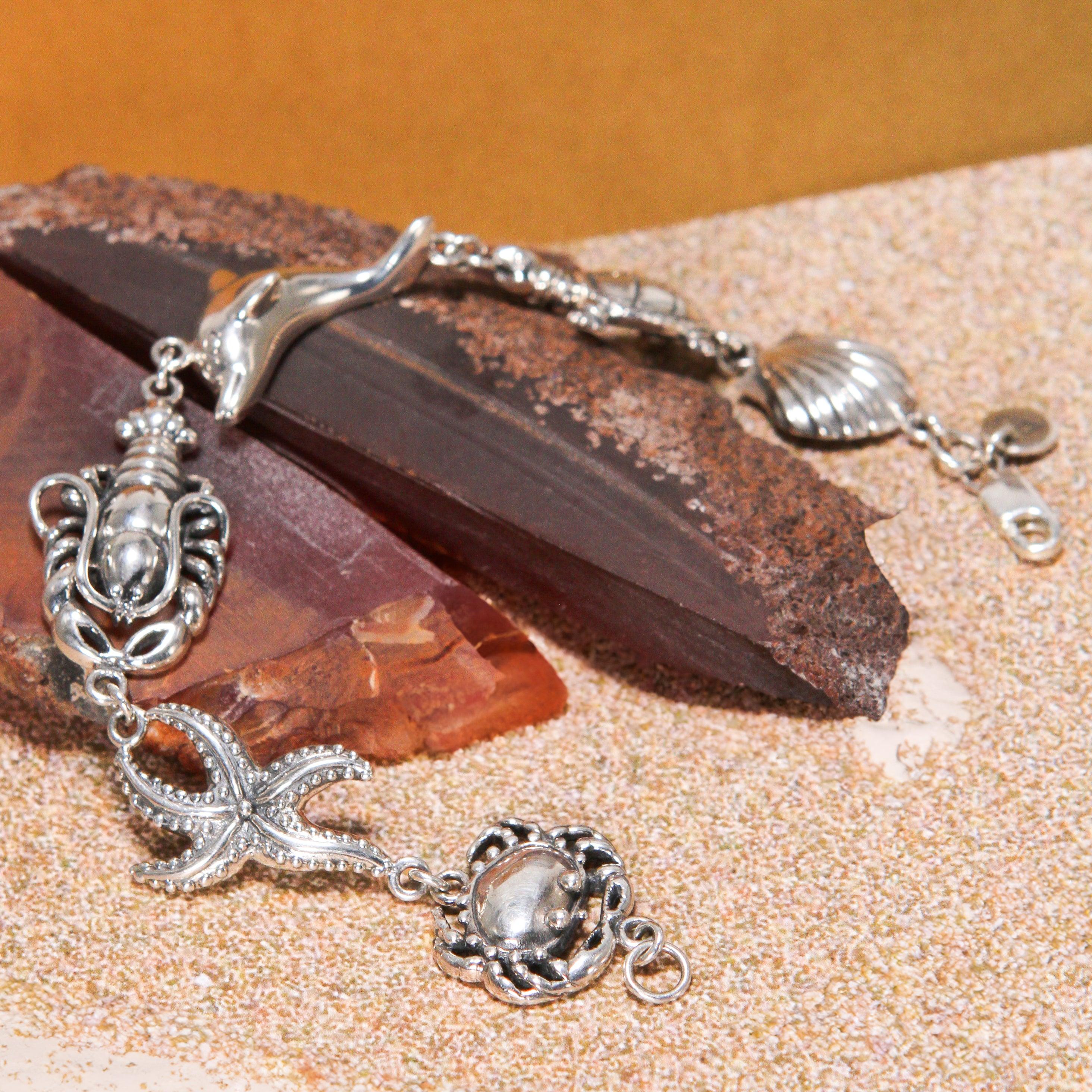 Breathing in the Sealife ~ Sterling Silver Jewelry Link Bracelet TBG352 - Jewelry