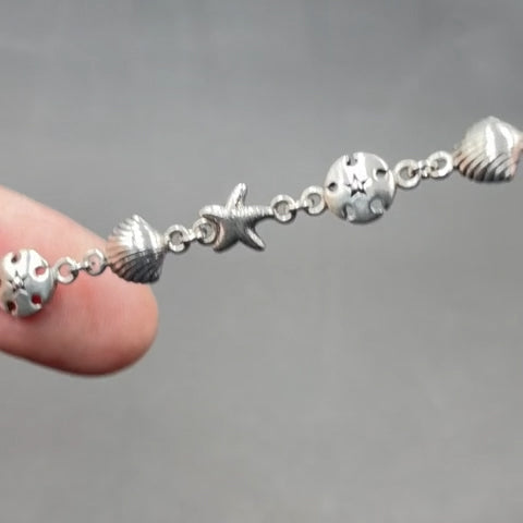 Beach is Life ~ Sterling Silver Jewelry Link Bracelet TBG451