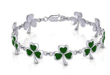 One of Celtic's epitome ~ Sterling Silver Jewelry Shamrock Link Bracelet TBG744 - Jewelry